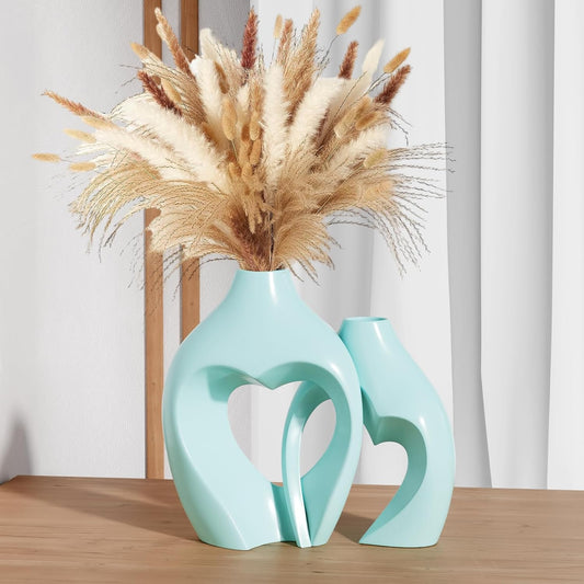 Blue Heart Shaped Ceramic Vase