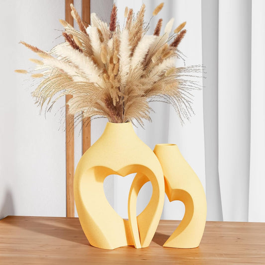 Yellow Heart Shaped Ceramic Vase